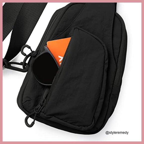 Water Resistant Nylon Sling Bag with Adjustable Straps for Travel Hiking